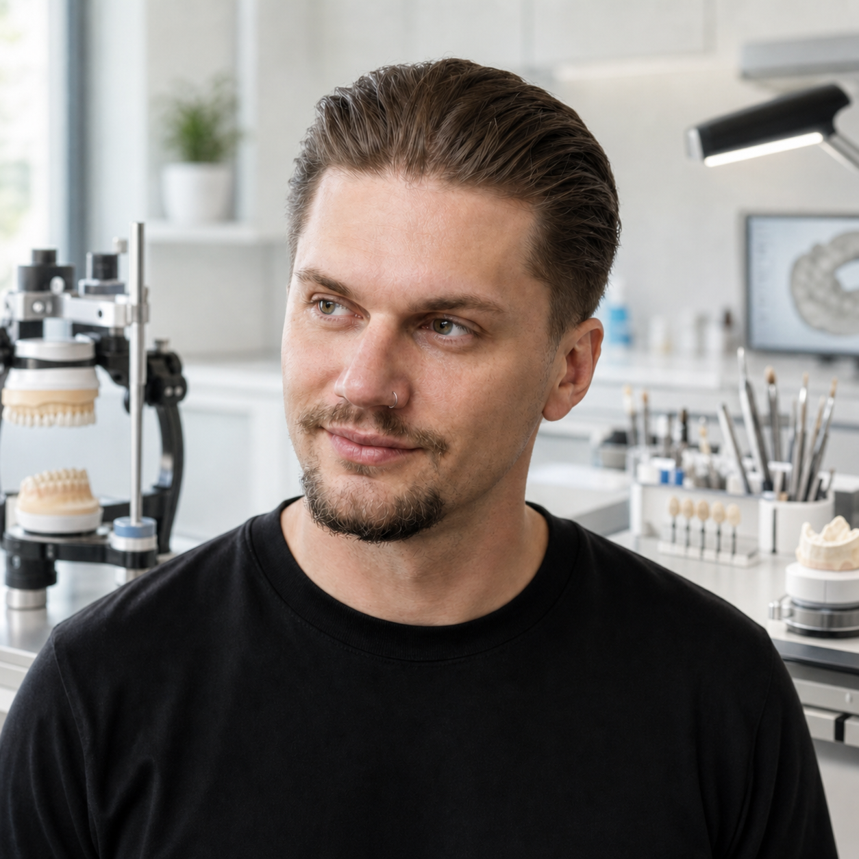 Christopher Bauer, Gründer von DigitalDent, in einem modernen Dentallabor